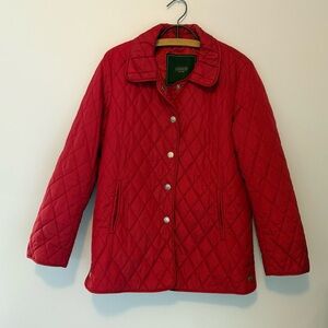 Coach Red Puffer Quilted Coat Women’s S Jacket Lightweight Signature Lining